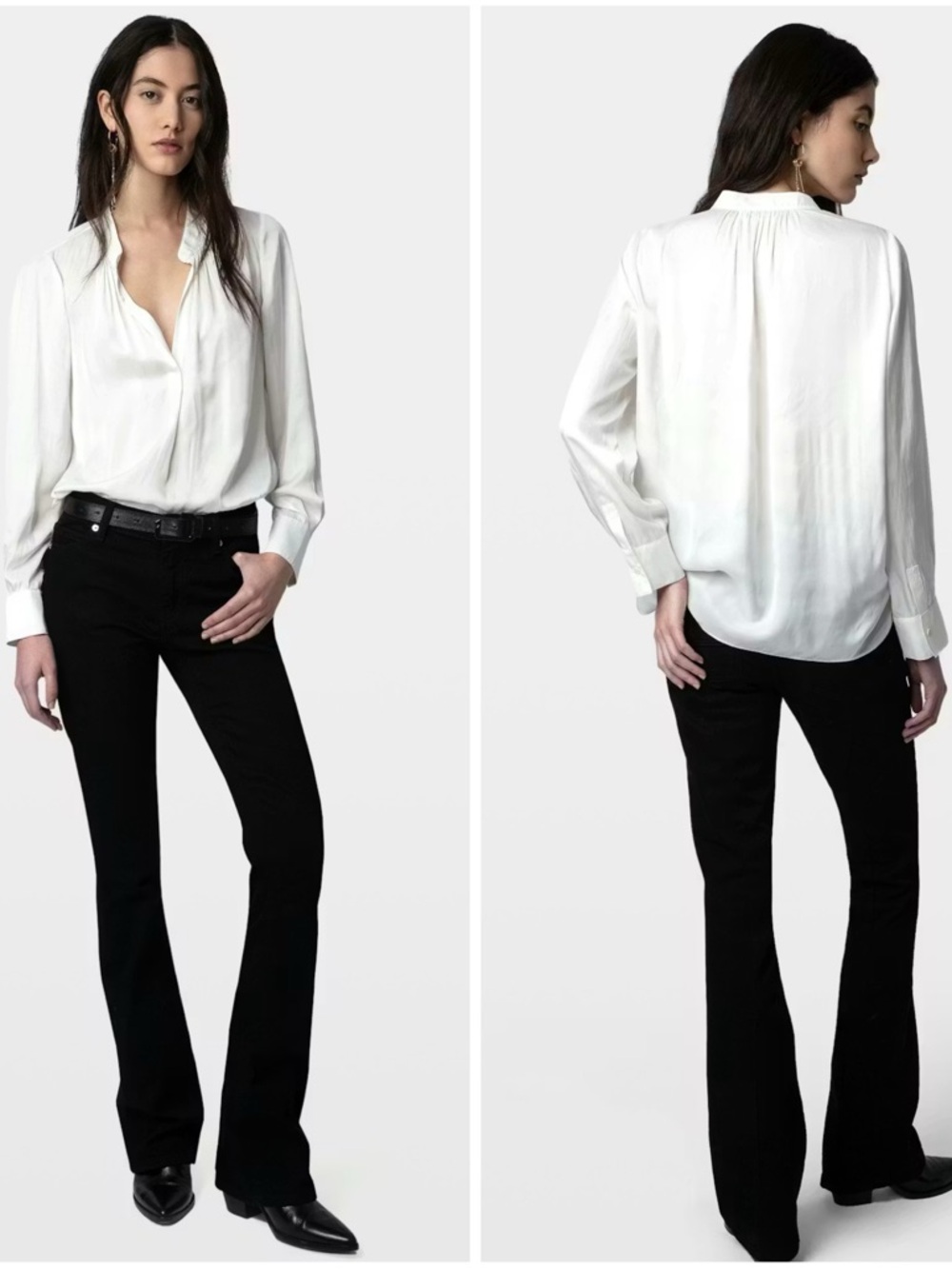 Zadig & Voltaire Tink Satin Blouse Top White Tunic Size S Elegant Day To Night